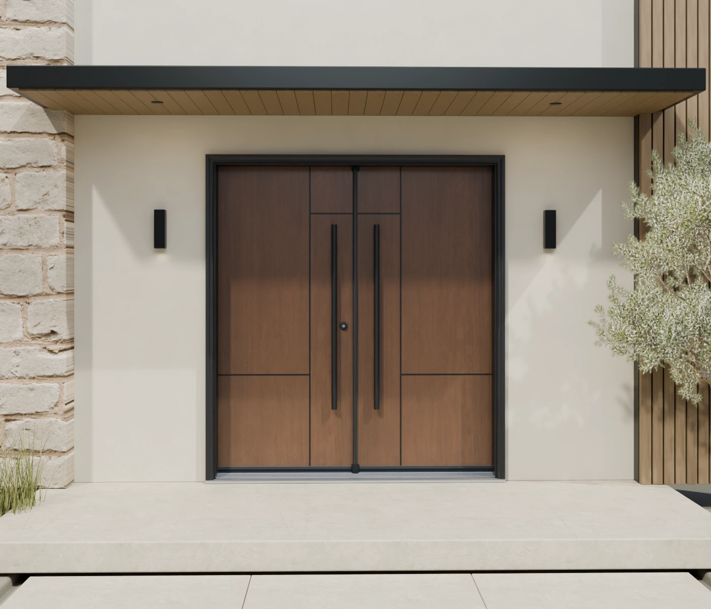 English Walnut, double doors and coordinated frame and hardware.