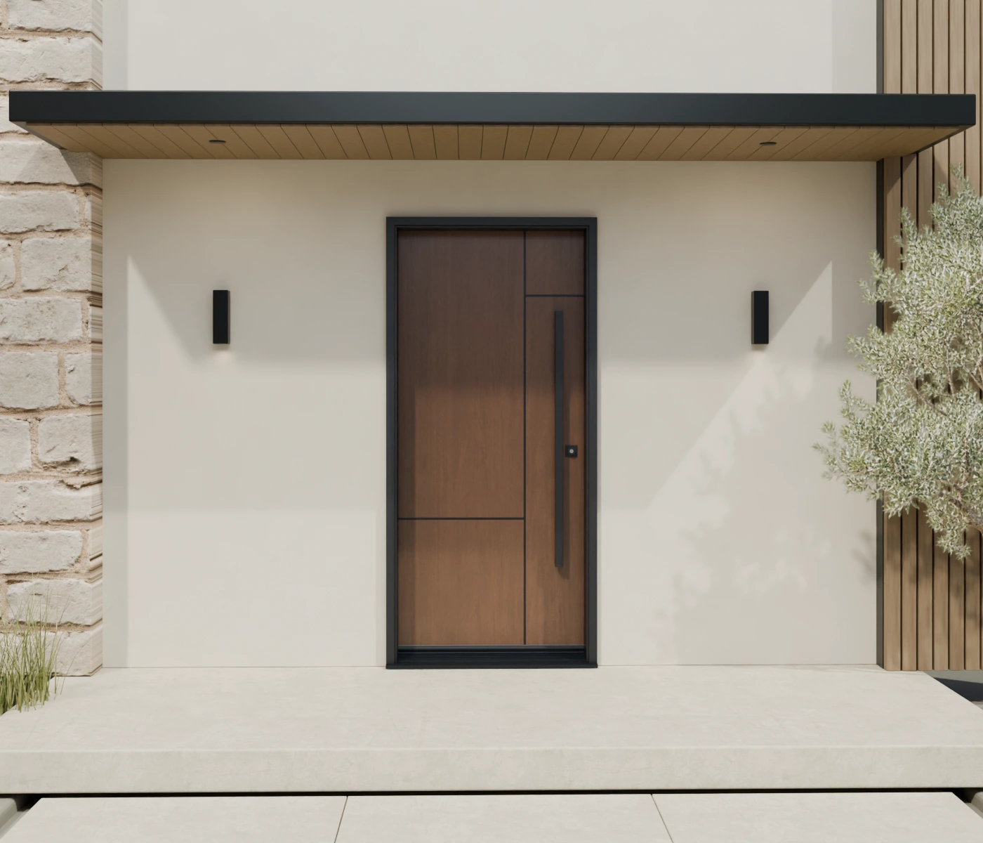 English Walnut, single door and coordinated frame and hardware.