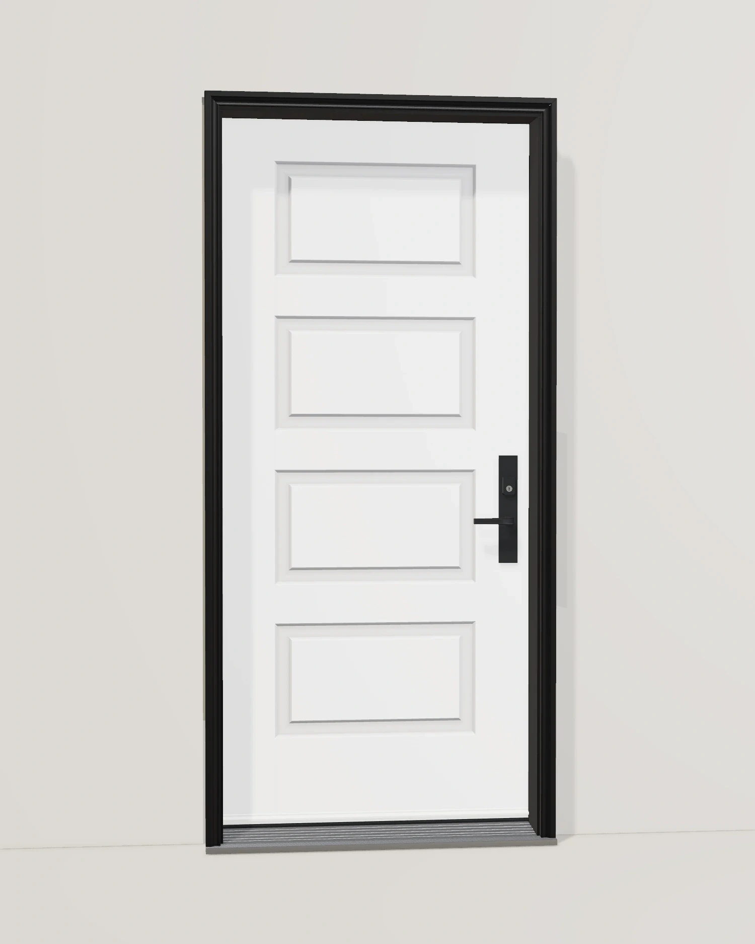 Crisp panels, a black frame and contrasting black Roma hardware.