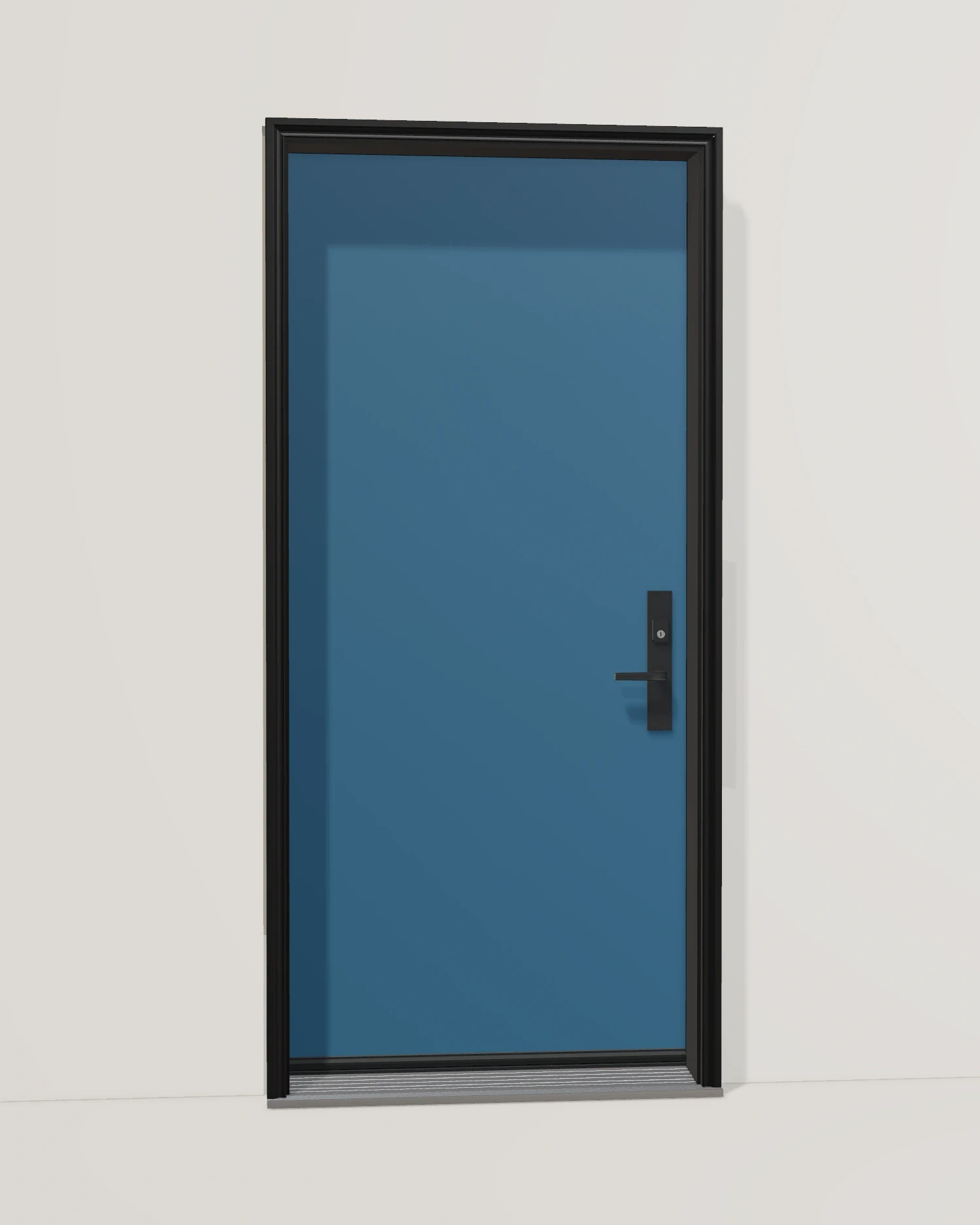 Old World Blue, single door and coordinated frame and hardware.