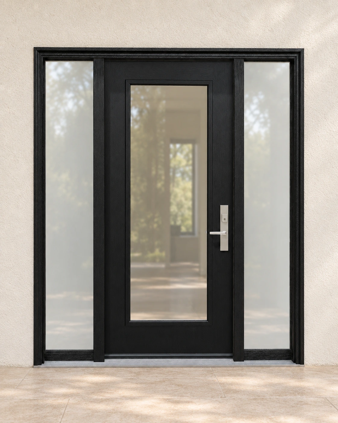 Black, two sidelites and coordinated frame and hardware.