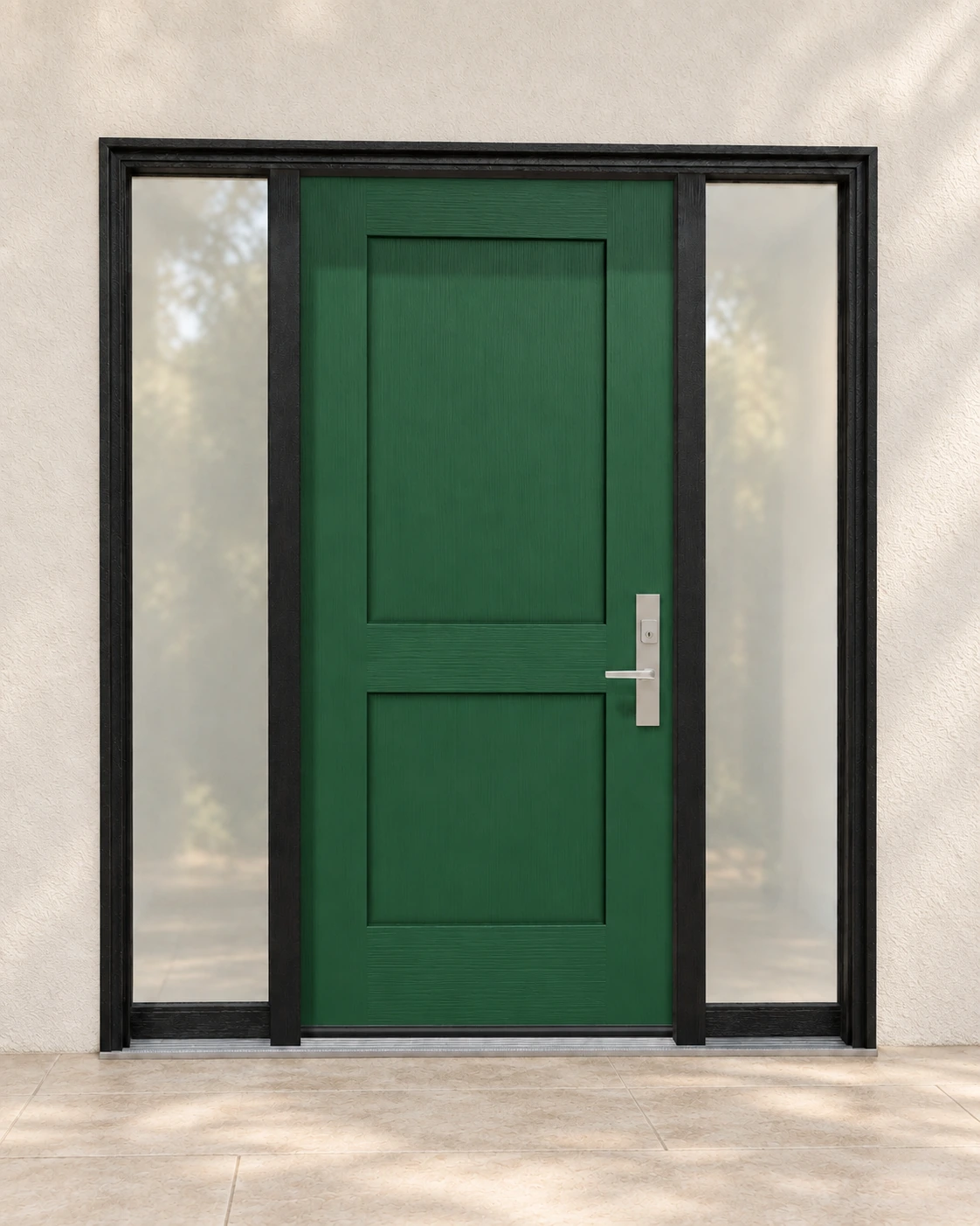 Forest Green, two sidelites and coordinated frame and hardware.