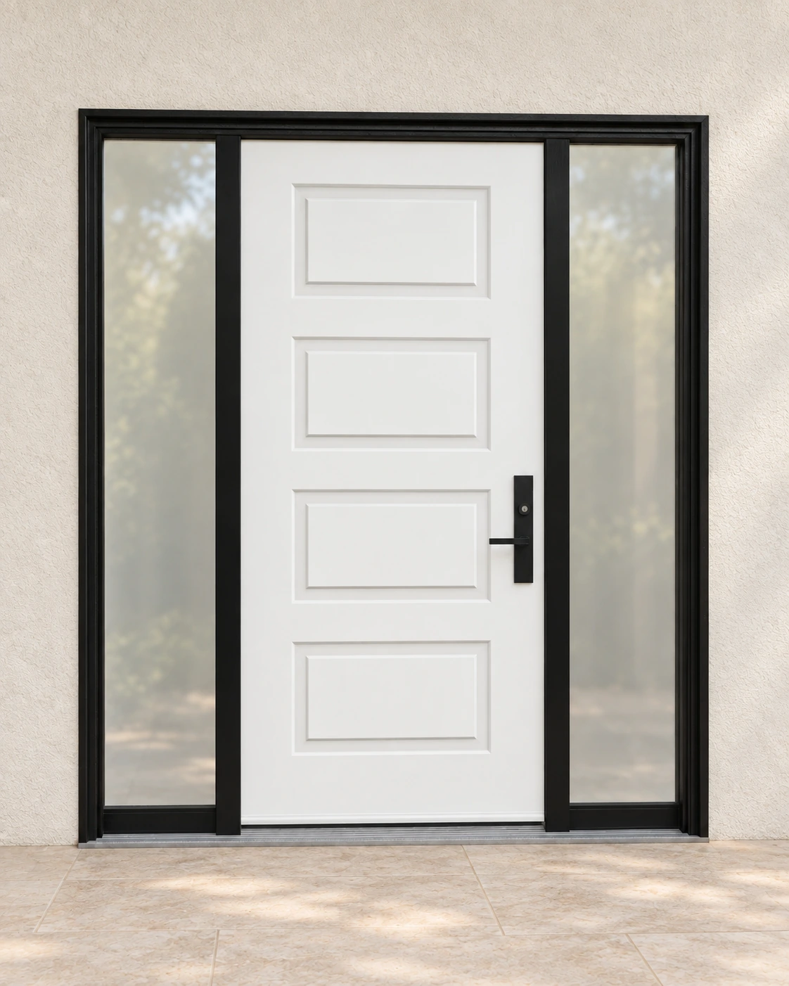 White, two sidelites and coordinated frame and hardware.