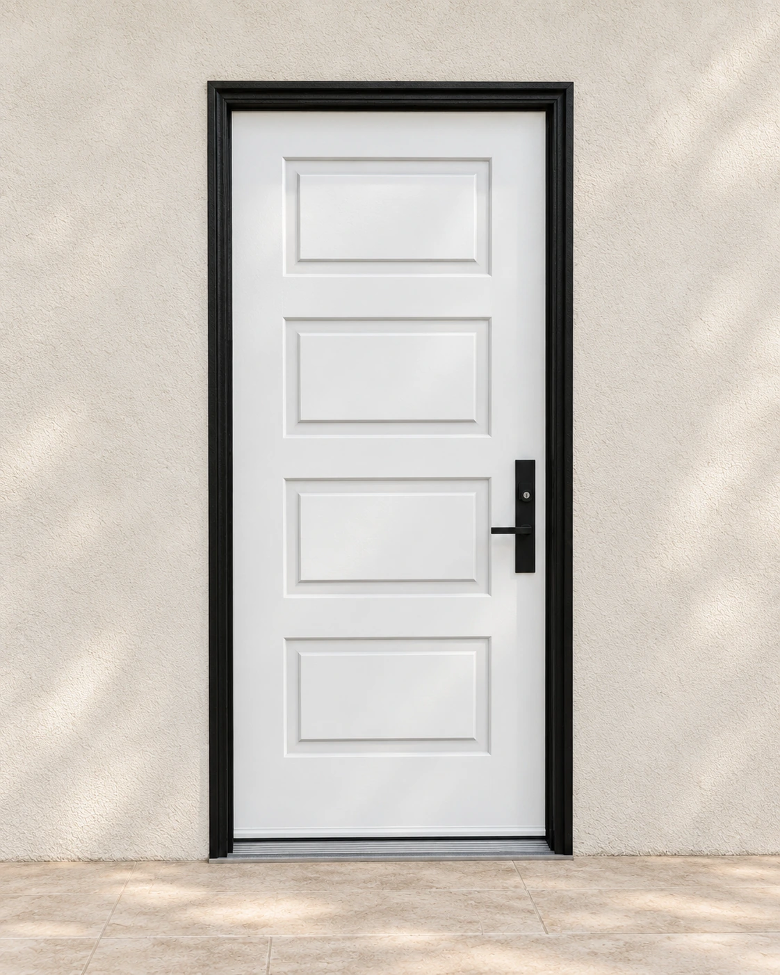 Crisp panels, a black frame and contrasting black Roma hardware.