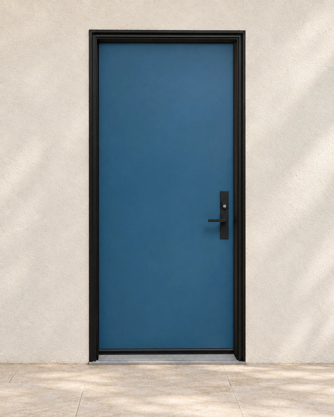 Old World Blue, single door and coordinated frame and hardware.