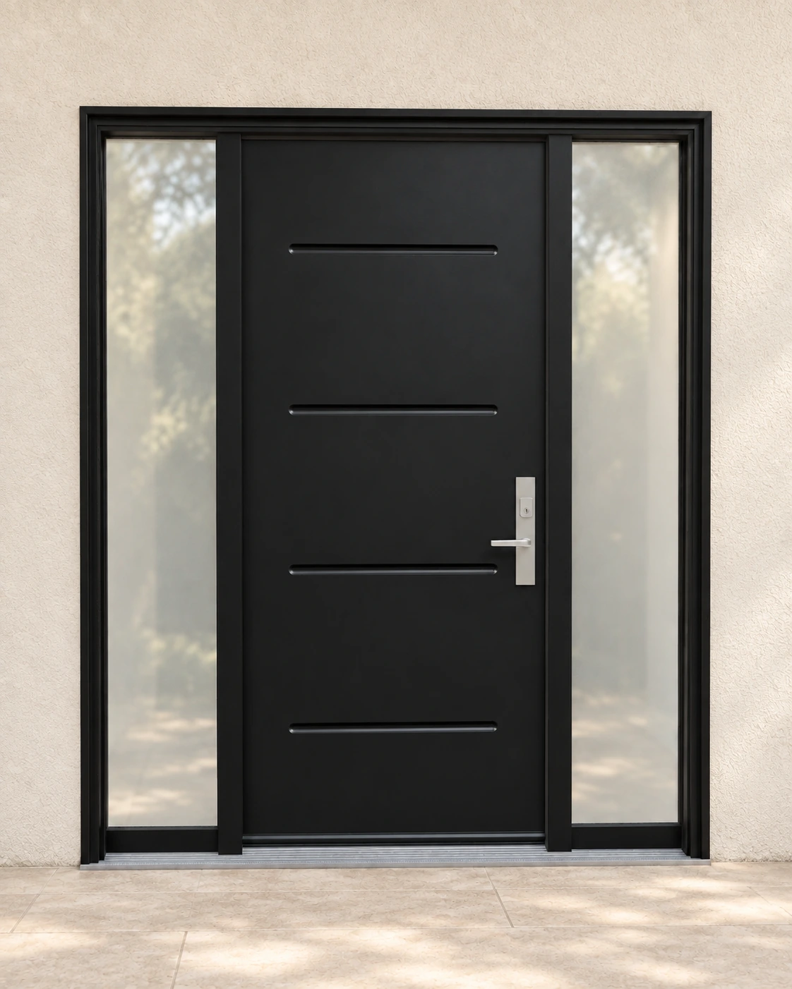 Black, two sidelites and coordinated frame and hardware.
