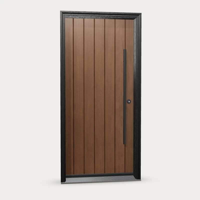 DRATP · True plank Fiberglass Entry Door shown with optional finish and hardware upgrades