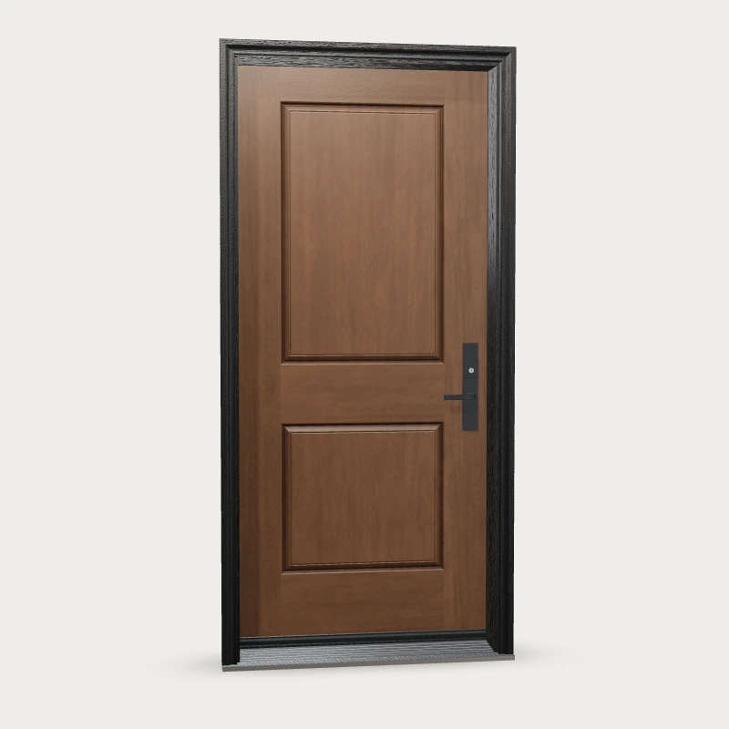 MAH22 · Half two panel Fiberglass Entry Door shown with optional finish and hardware upgrades