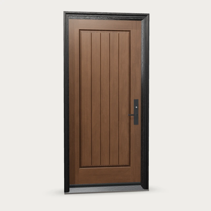 MAH1P · One panel plank Fiberglass Entry Door shown with optional finish and hardware upgrades