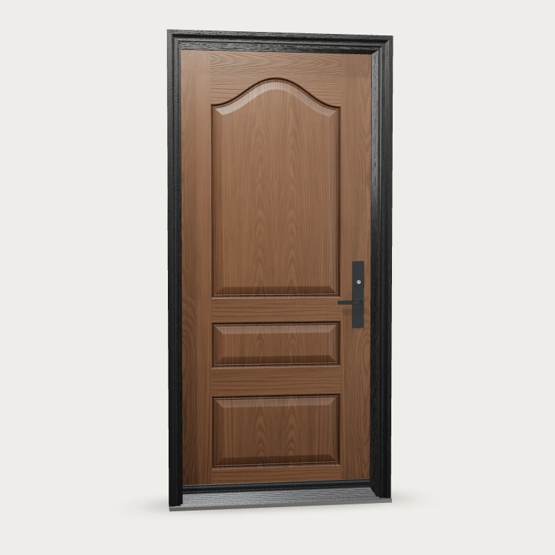 WG3B · Three panel arch Fiberglass Entry Door shown with optional finish and hardware upgrades