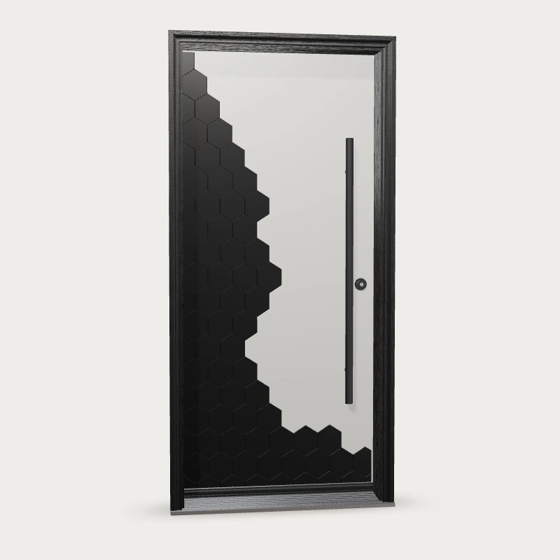 Panes Signature Mystic Fiberglass Entry Door shown with optional finish and hardware upgrades