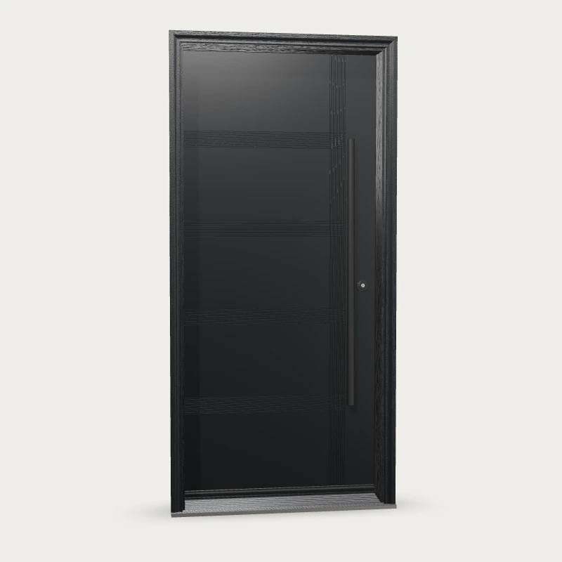 Panes Signature Aztec Fiberglass Entry Door shown with optional finish and hardware upgrades