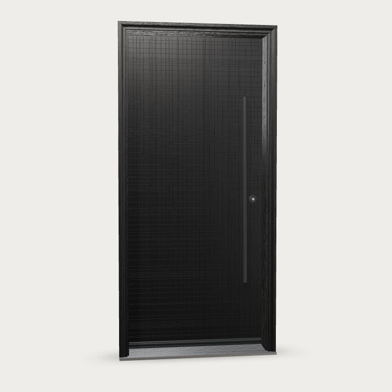 Panes Signature Arcadia Fiberglass Entry Door shown with optional finish and hardware upgrades