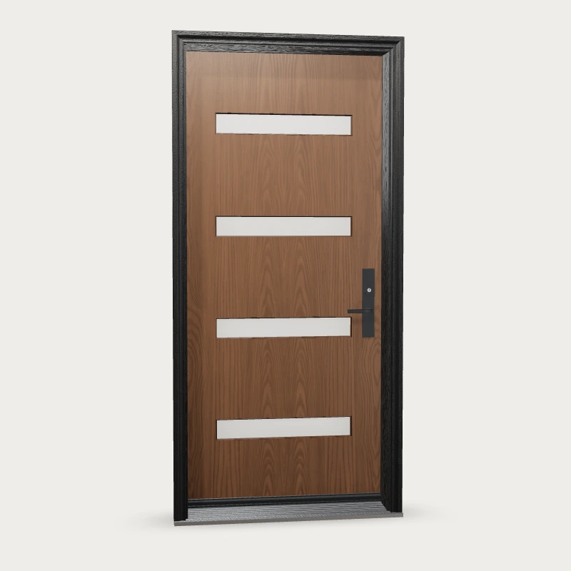 Mennie Sydney · four sandblasted lites Fiberglass Entry Door shown with optional finish and hardware upgrades